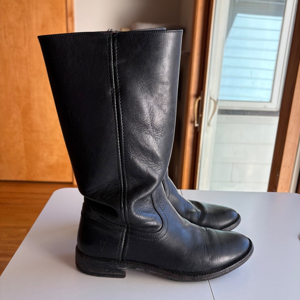 Frye Melissa Button Tall‎ Boots Womens 8.5 Black Leather Equestrian Riding 77986